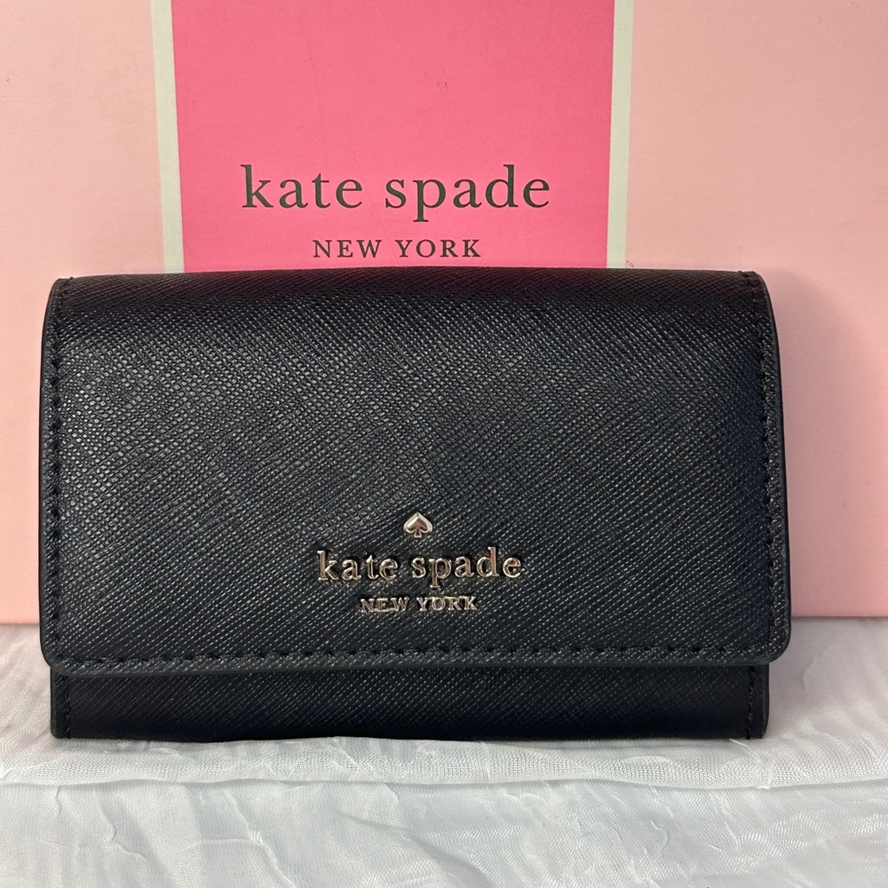 Kate Spade Black Leather Accordion Wallet / Holder